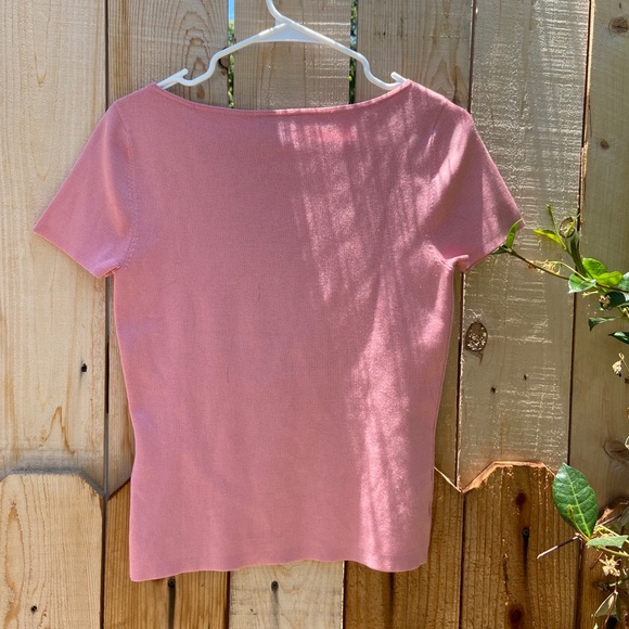 Vintage Ann Taylor Pink Boatneck Silk Sweater - Picture 3 of 4